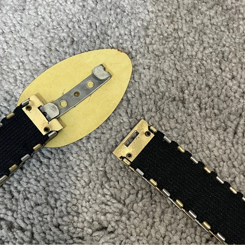 Vintage women's fashion belt 2‎ two tone silver gold metal fish scale belt